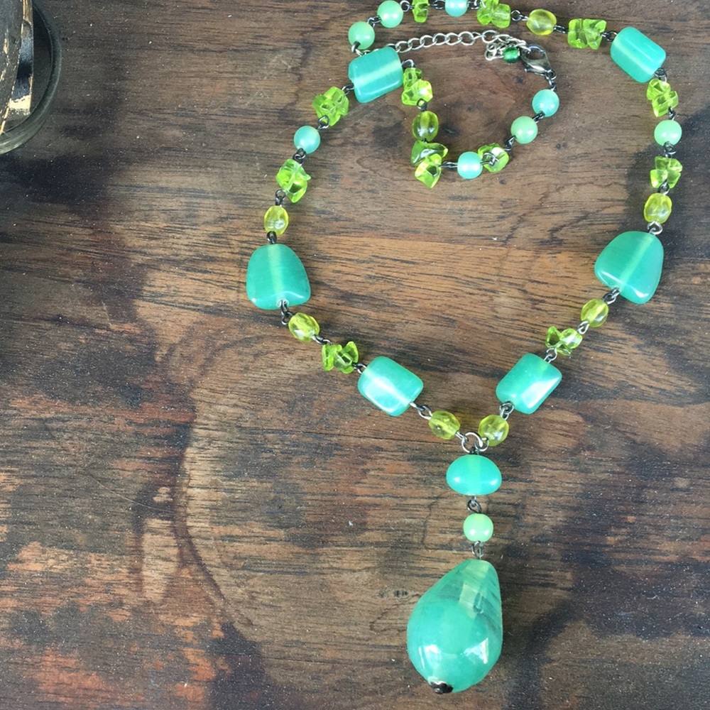 Vintage Green Beaded Necklace
